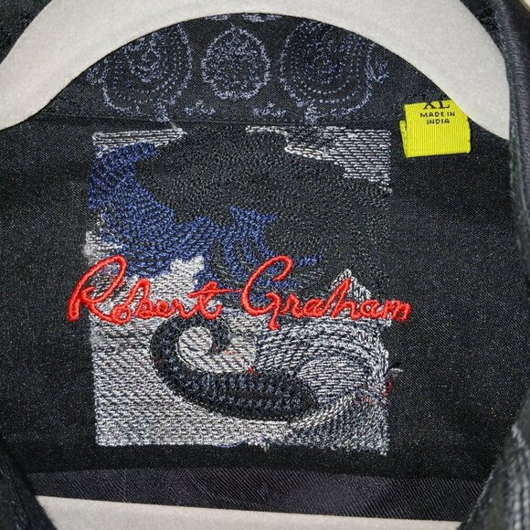 ROBERT GRAHAM WESTPORT EXCLUSIVE EMBROIDERED PAISLEY BLACK FLIP CUFF SHIRT XL - Picture 10 of 10